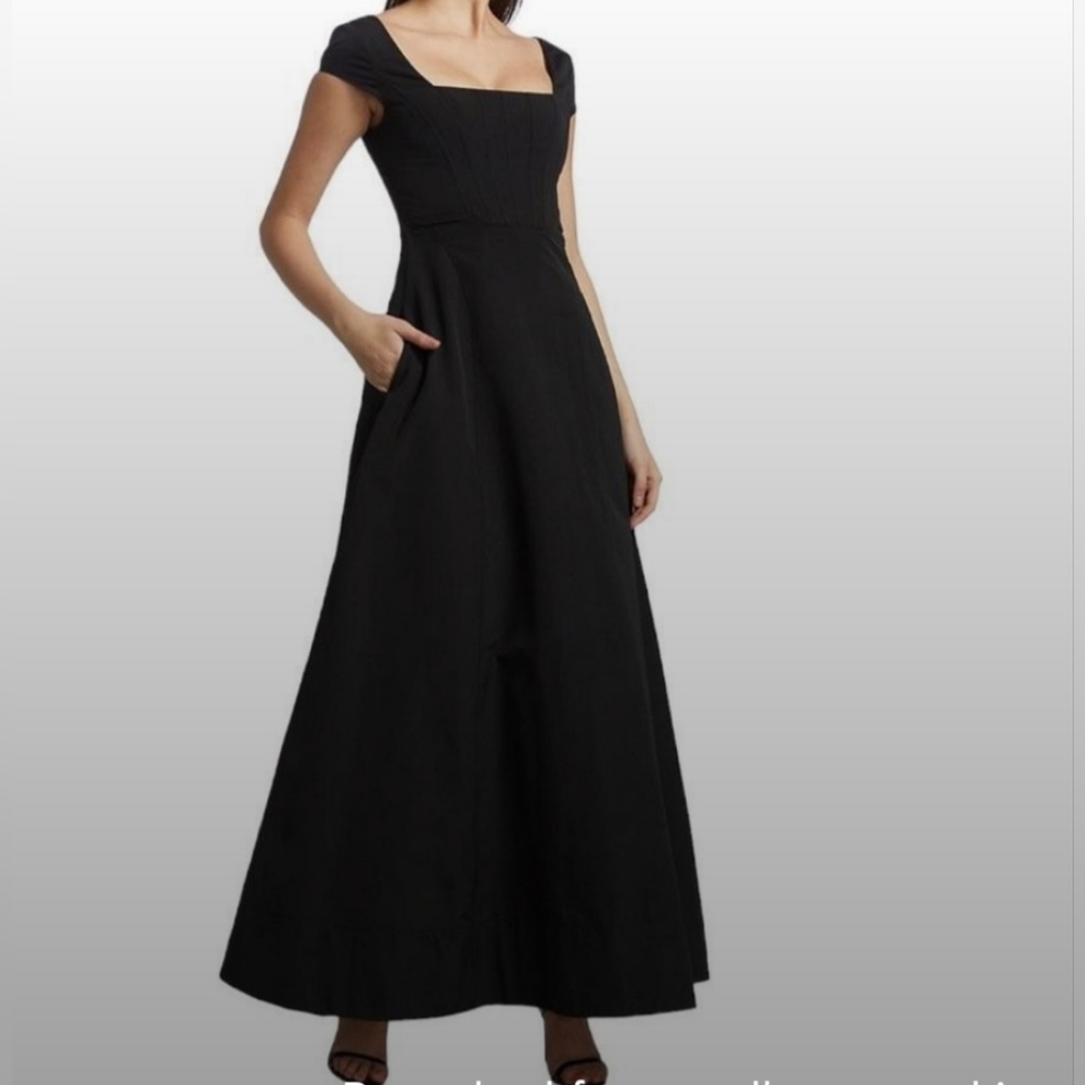 NWT STAUD Black A-Line Maxi Dress